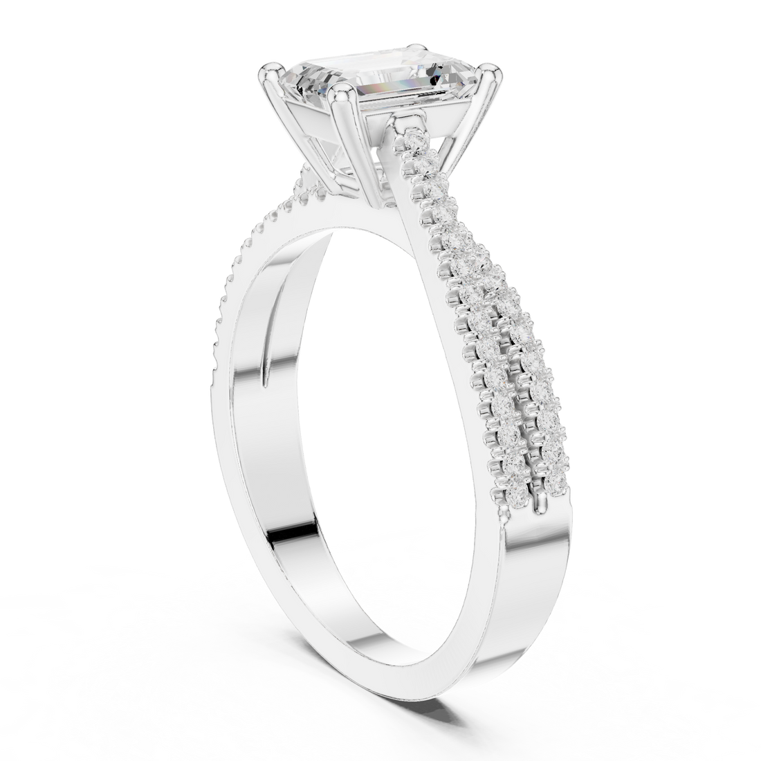 DDLR-403 - Solitaire Emerald Ring - White Gold