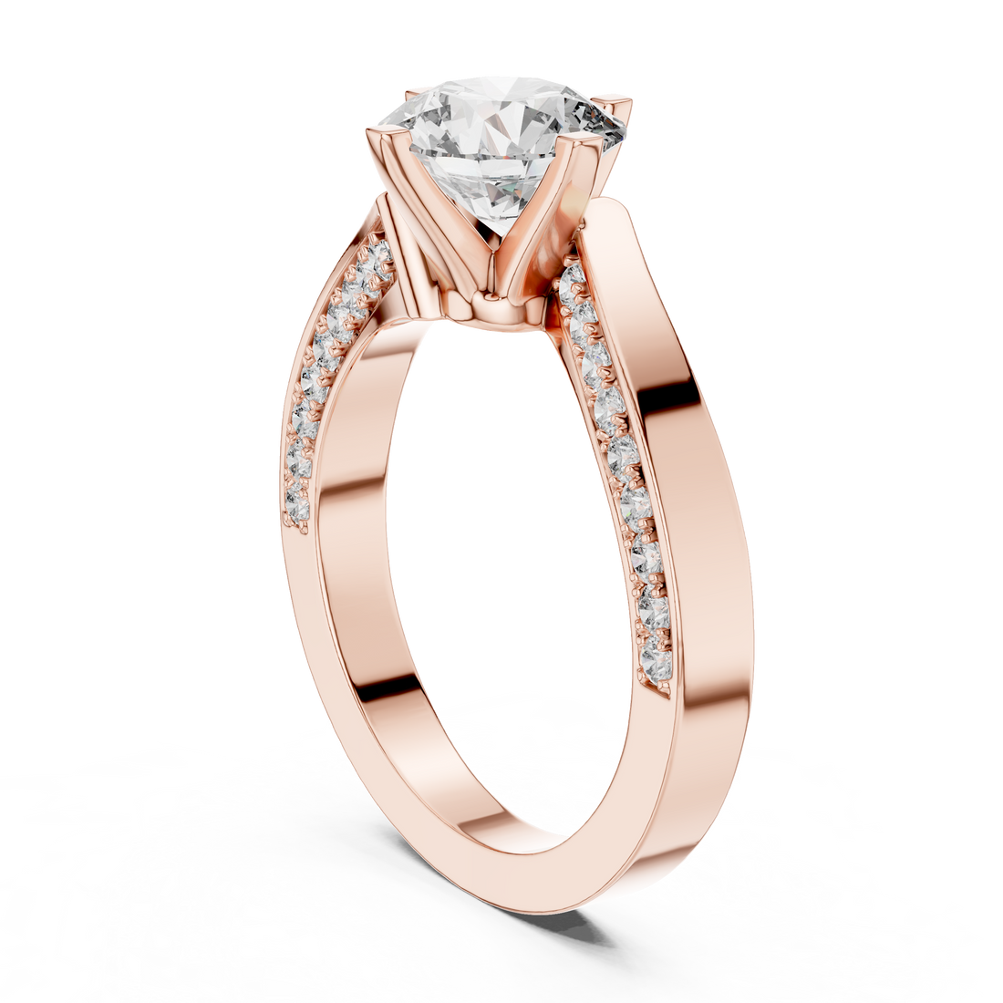 1184 - Solitaire Round Ring - White Gold