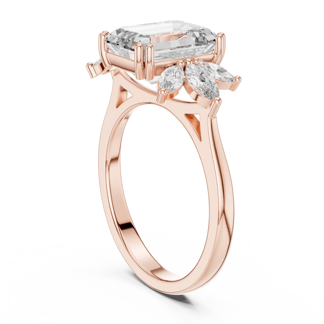 DDLR-158 - Fashion Emerald Ring - White Gold