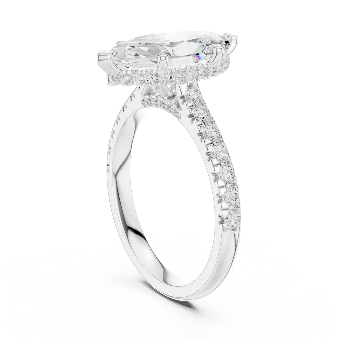 DDLR-258-MQ - Solitaire Marquise Ring - White Gold