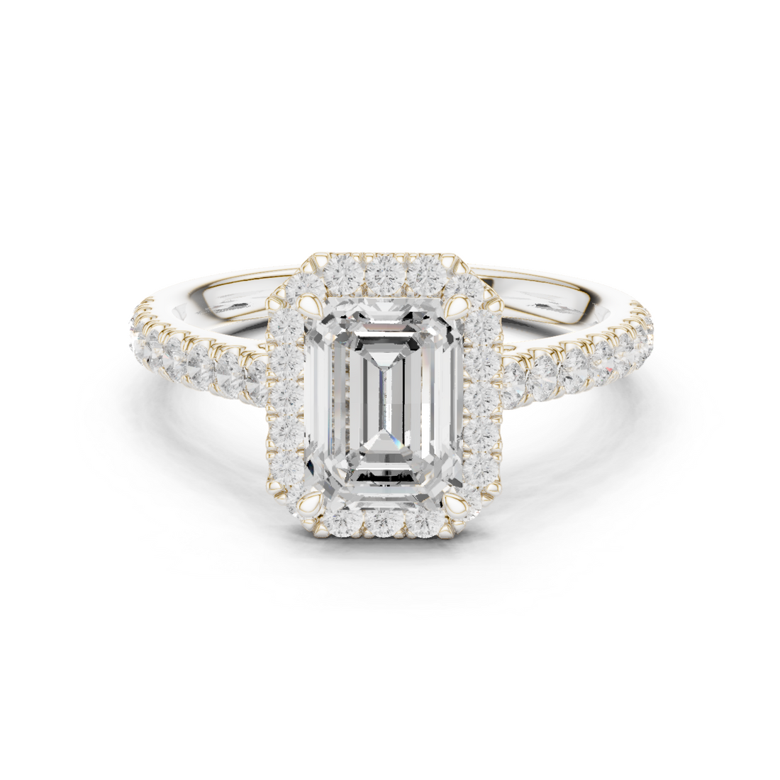Halo Ring - Emerald | DDLR-118-EM - White Gold