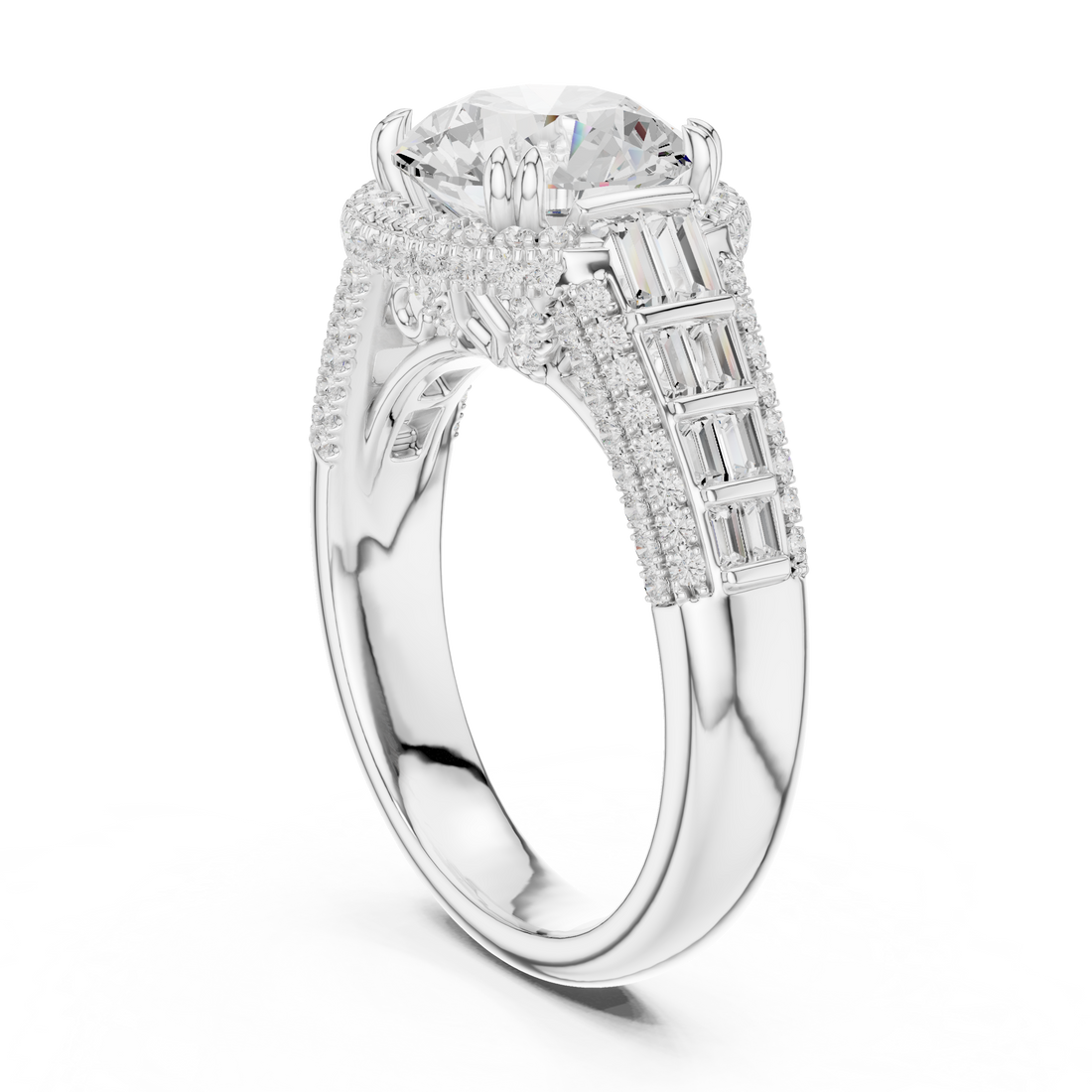 DDLR-262-RD - Halo Round Ring - White Gold