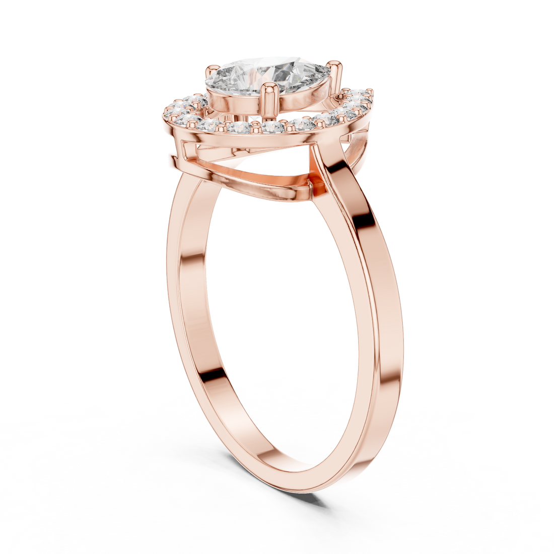 ALR-30 - Halo Pear Ring - White Gold