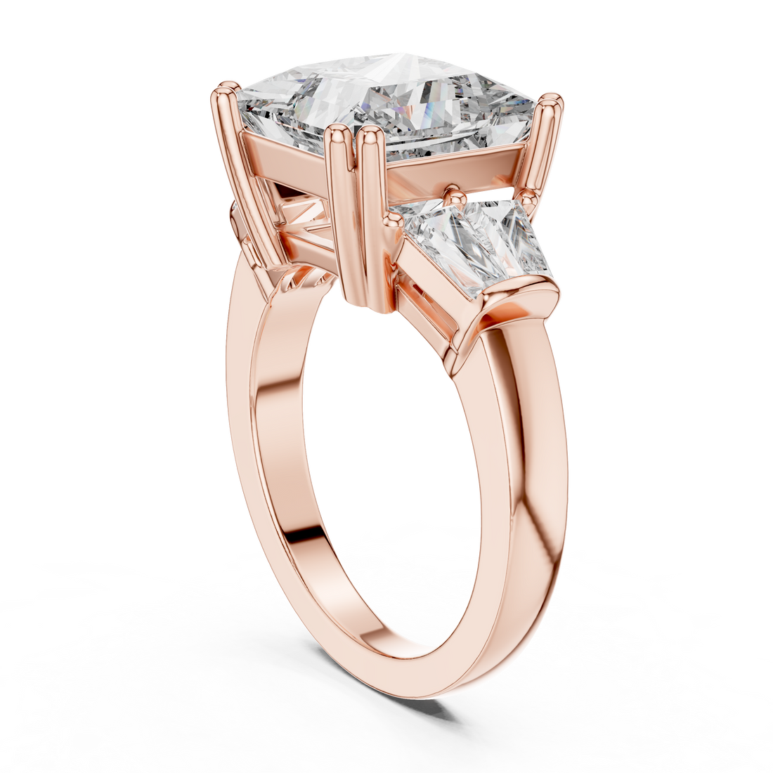 LR-0046 - Three Stone Princess Ring - White Gold