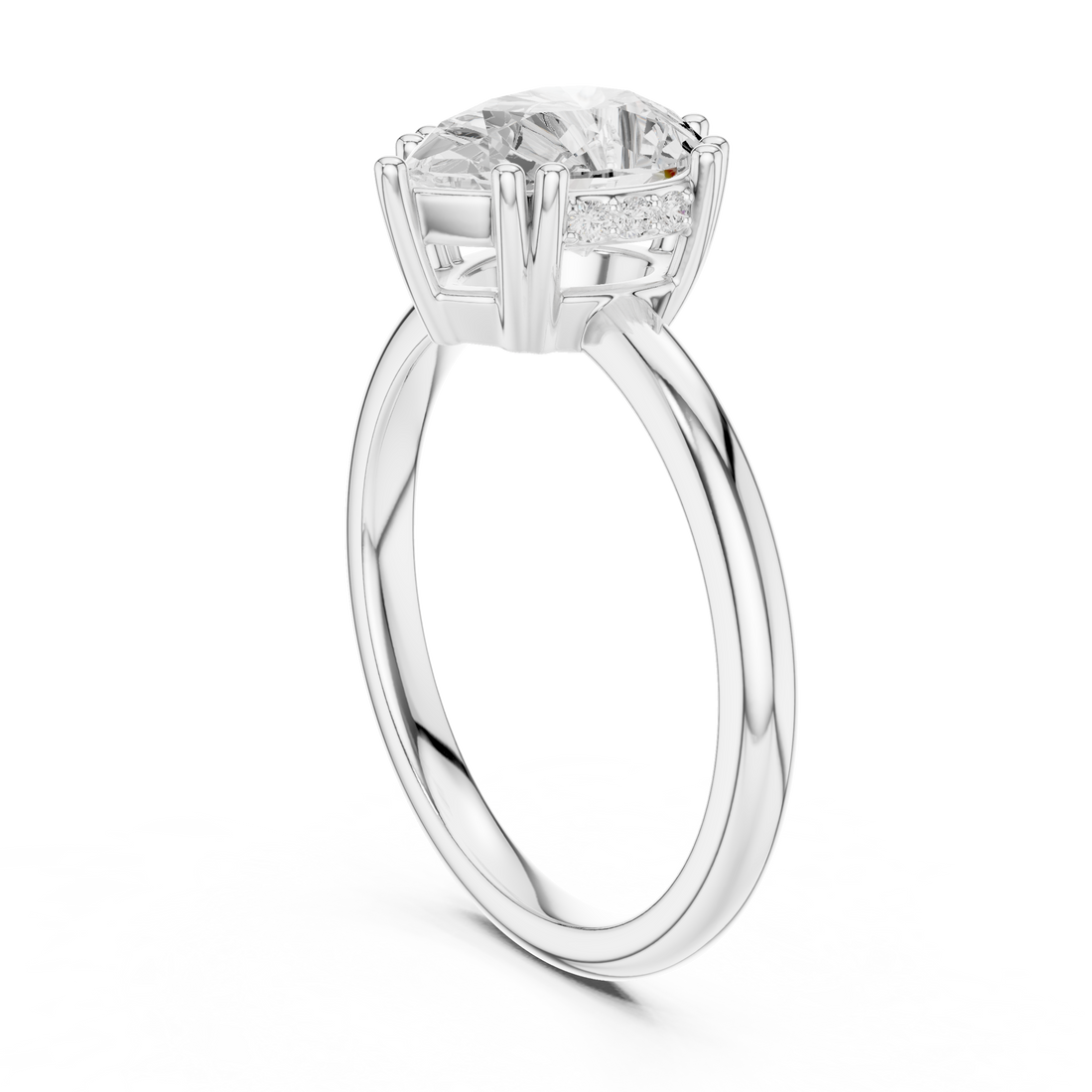 DDLR-254 - R00847-PE - Solitaire Pear Ring - White Gold