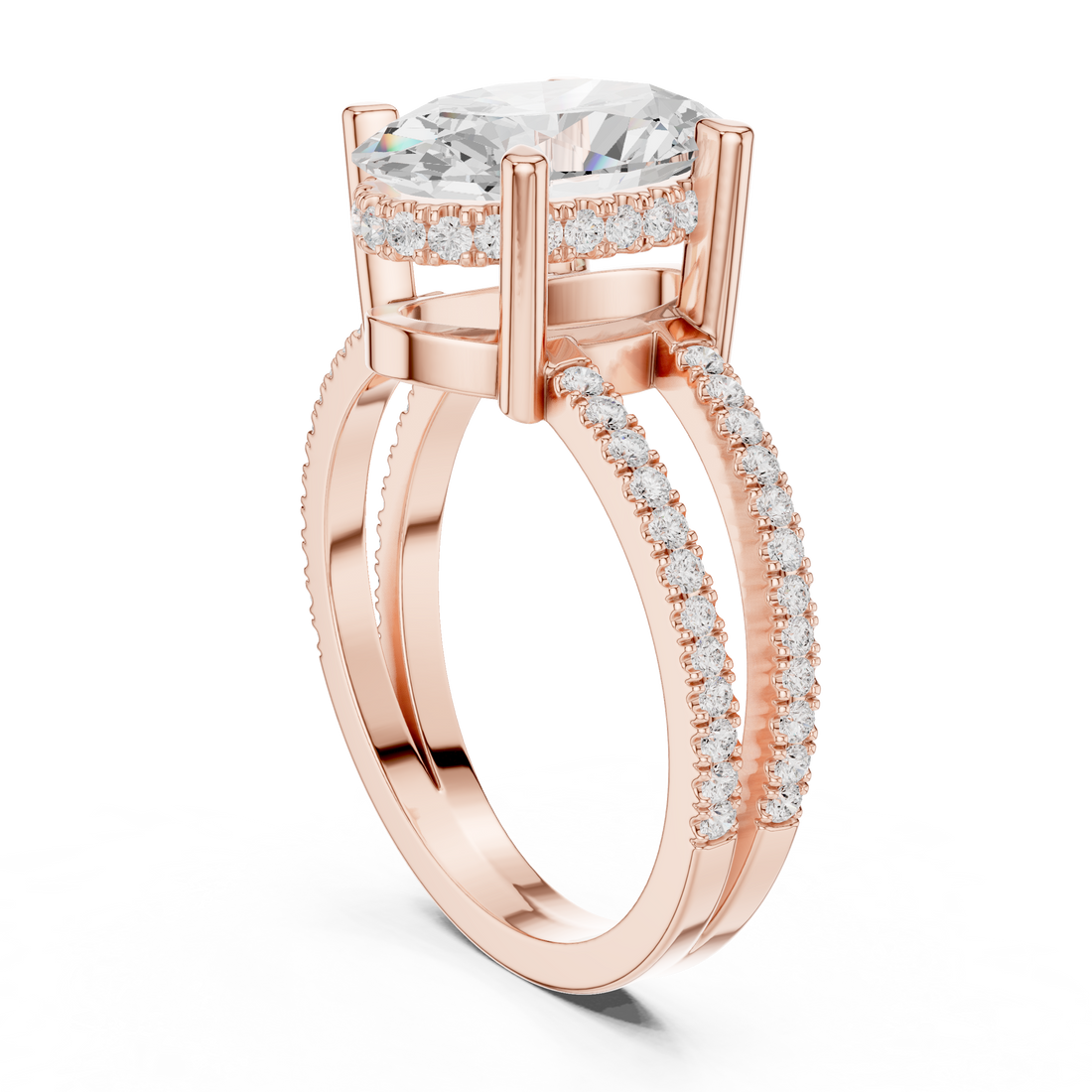 Split Shank Ring - Oval | 13 OV - White Gold