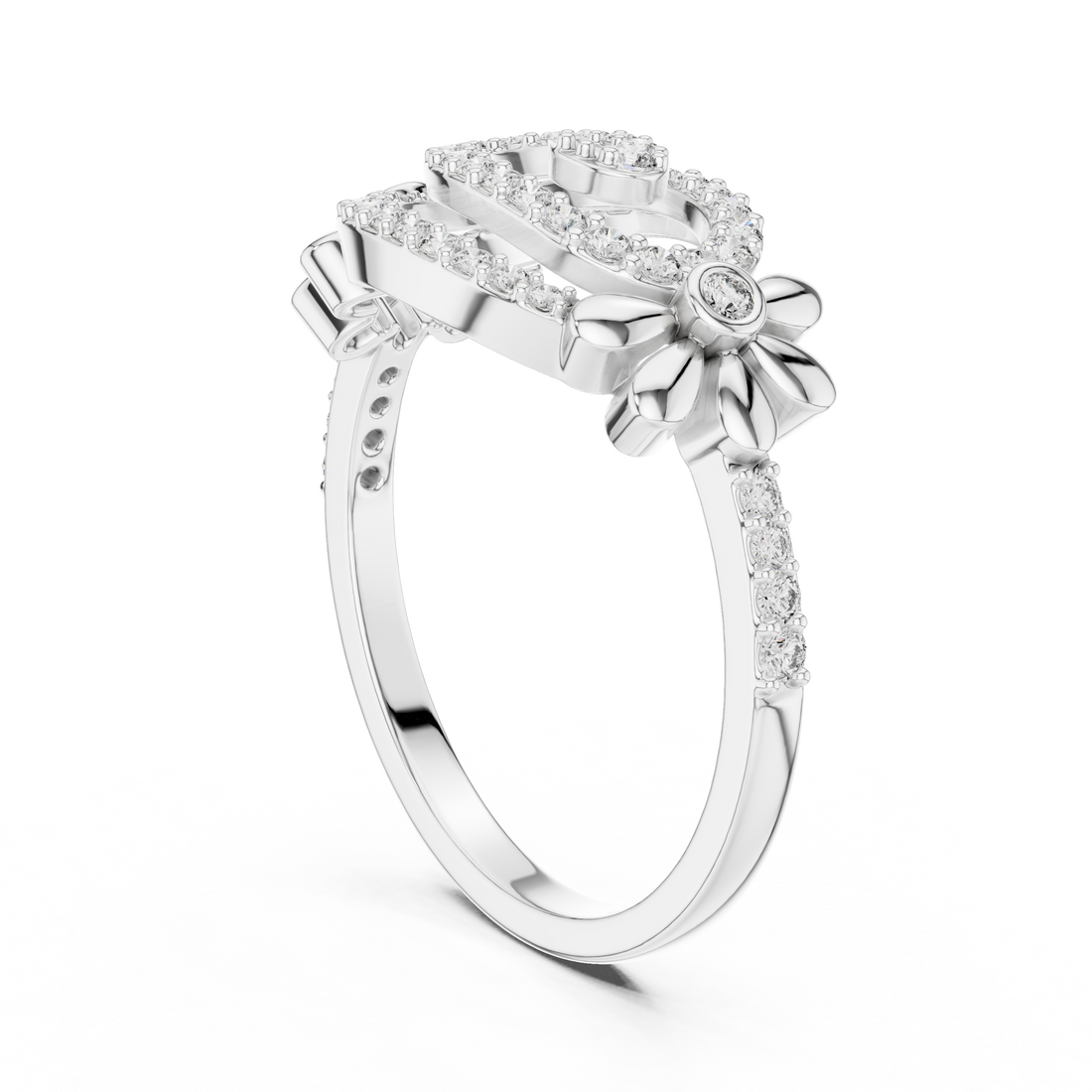 LR-01 (59) - Fashion Round Ring - White Gold