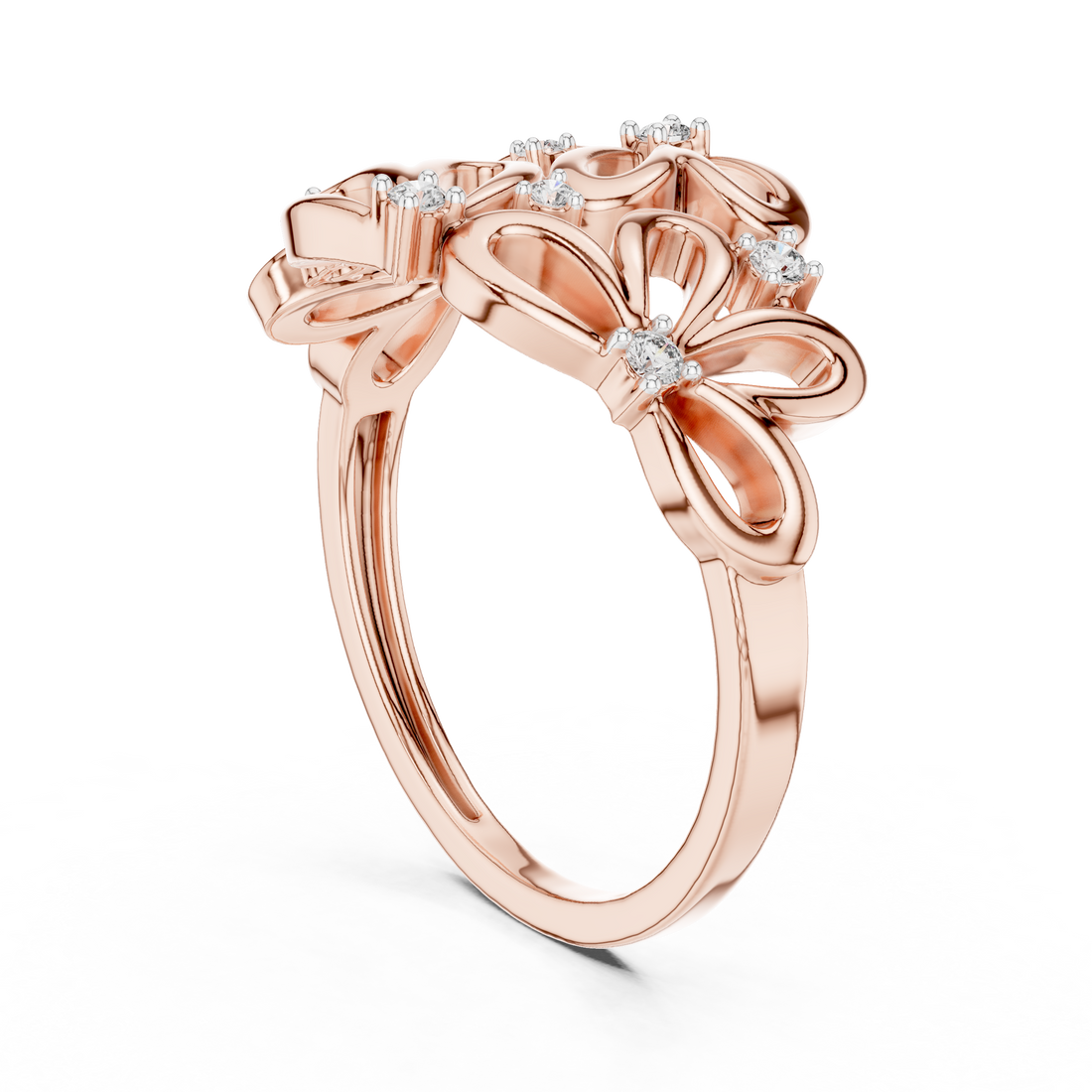 12#10070@L - Fashion Round Ring - White Gold