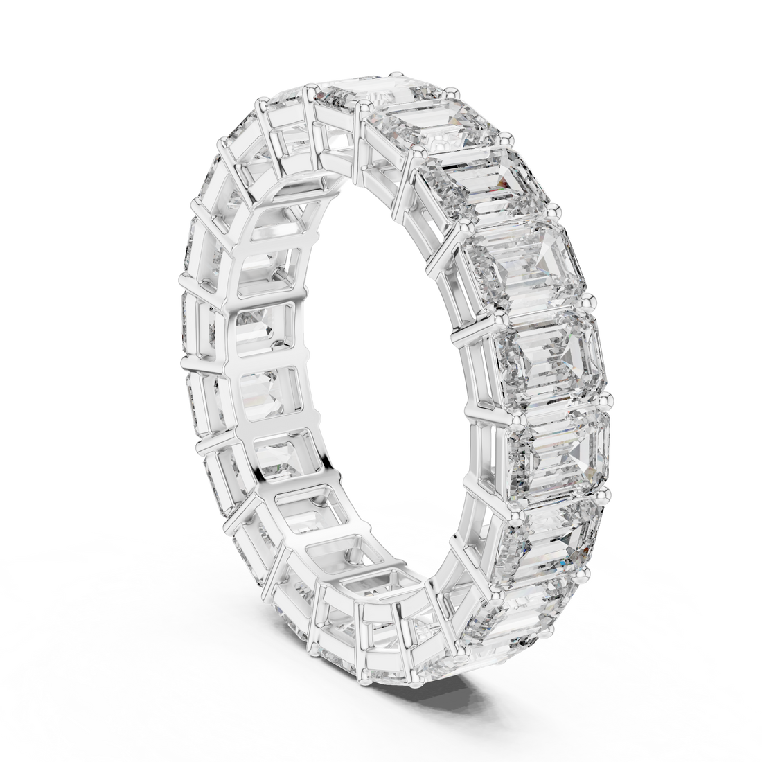 966 - Eternity Emerald Ring - White Gold