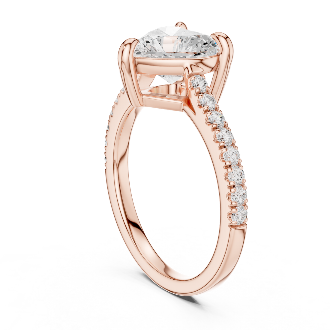 DDLR-878 - Solitaire Heart Ring - White Gold