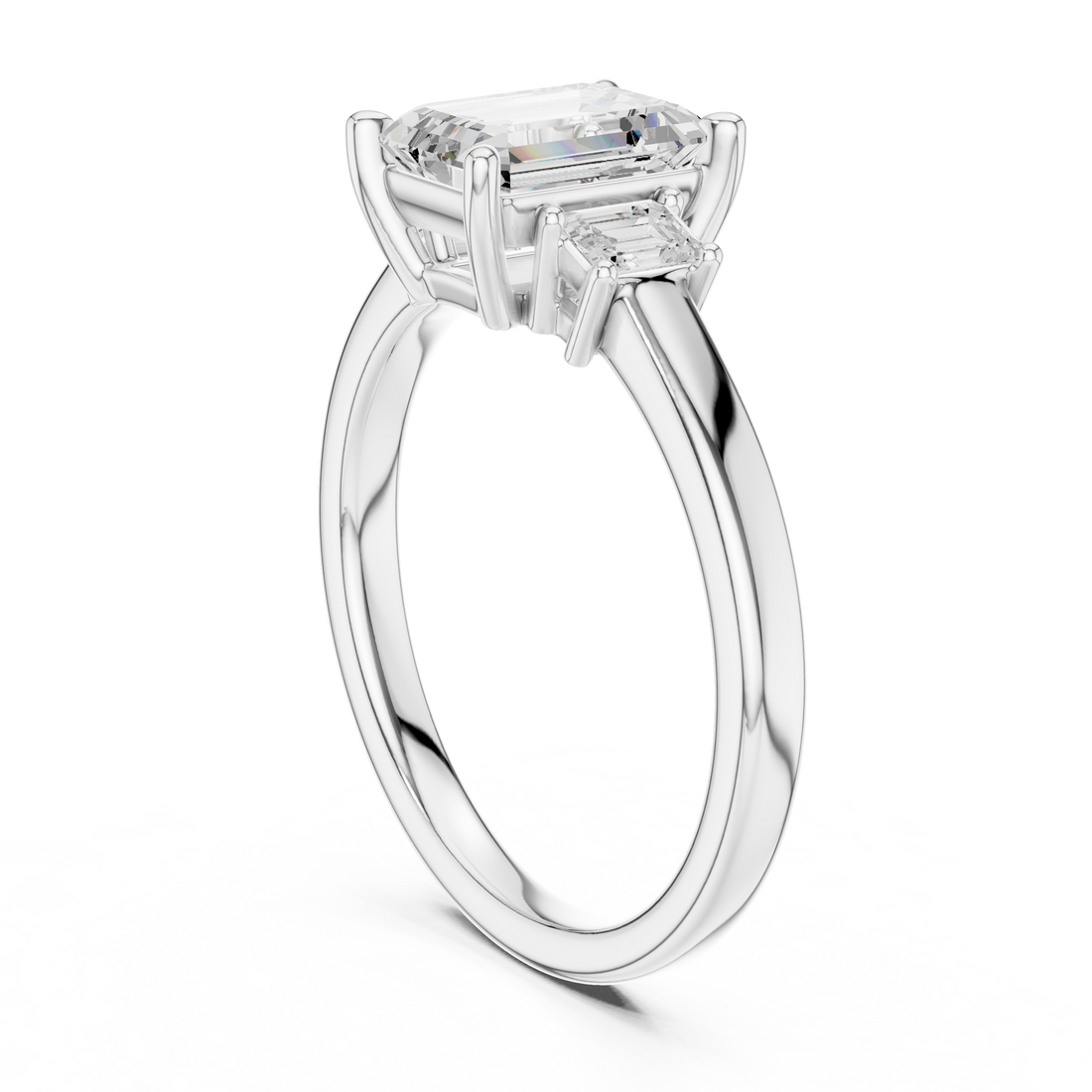 DDLR-868 - Three Stone Emerald Ring - White Gold