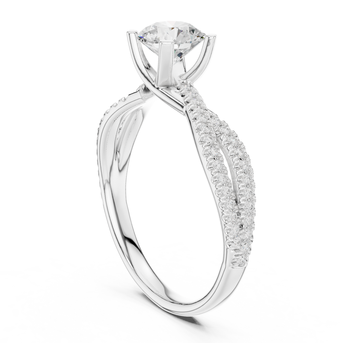 LR-0333 - Solitaire Round Ring - White Gold