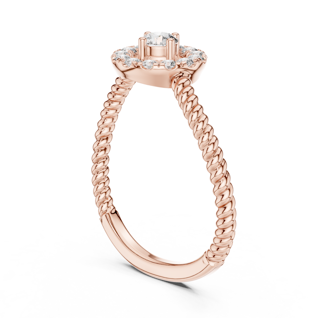 9#10056L - Halo Round Ring - White Gold