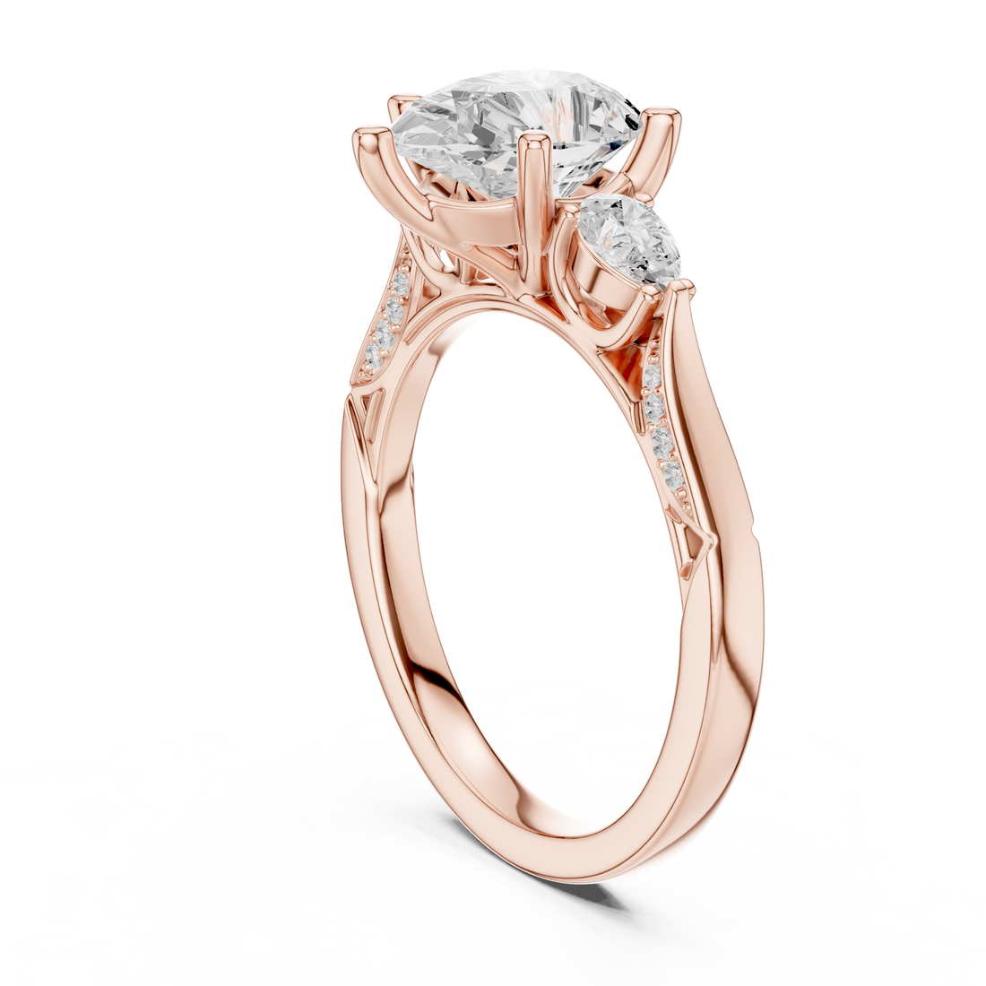 DDLR-284-PE - Three Stone Pear Ring - White Gold