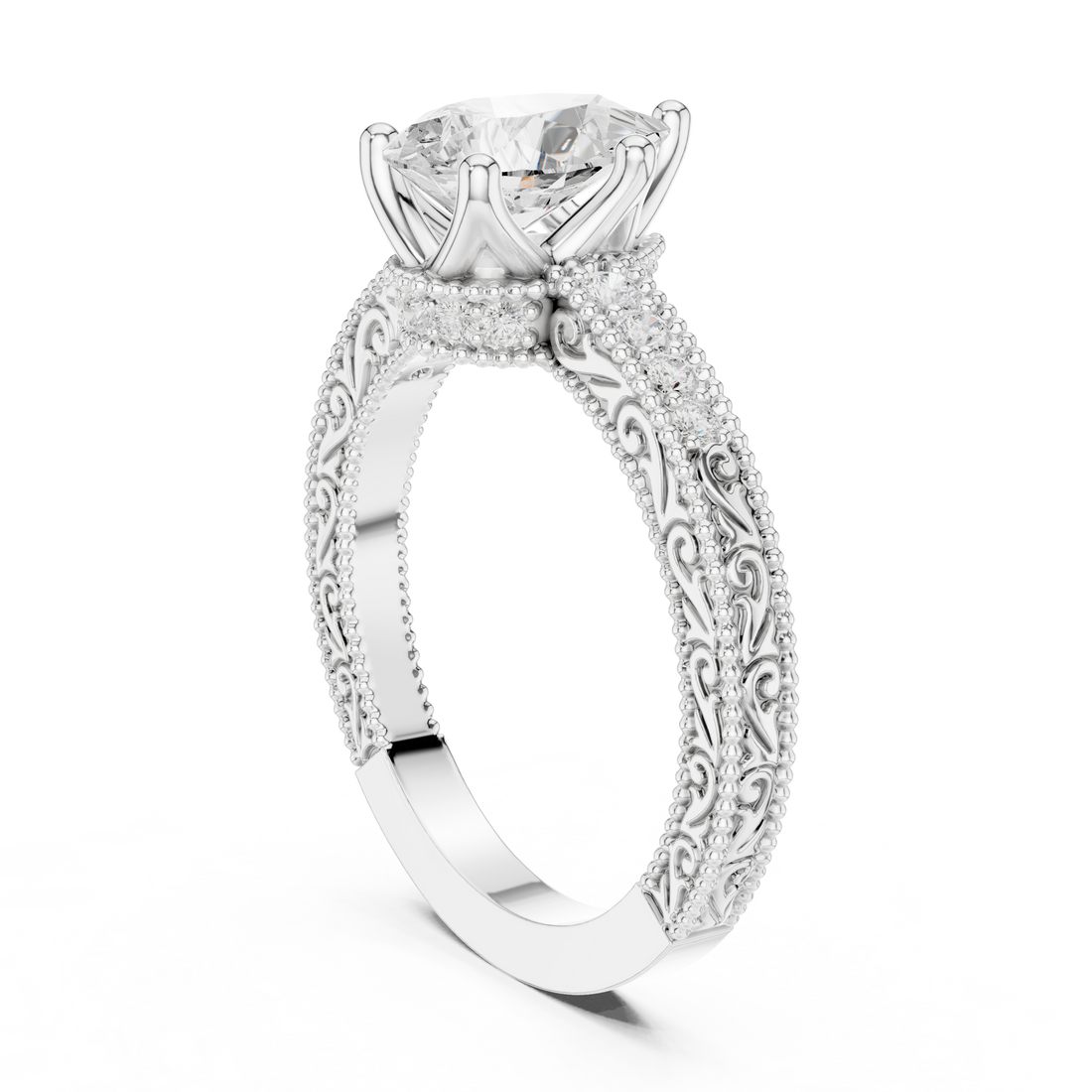DDLR-979 - Vintage Pear Ring - White Gold