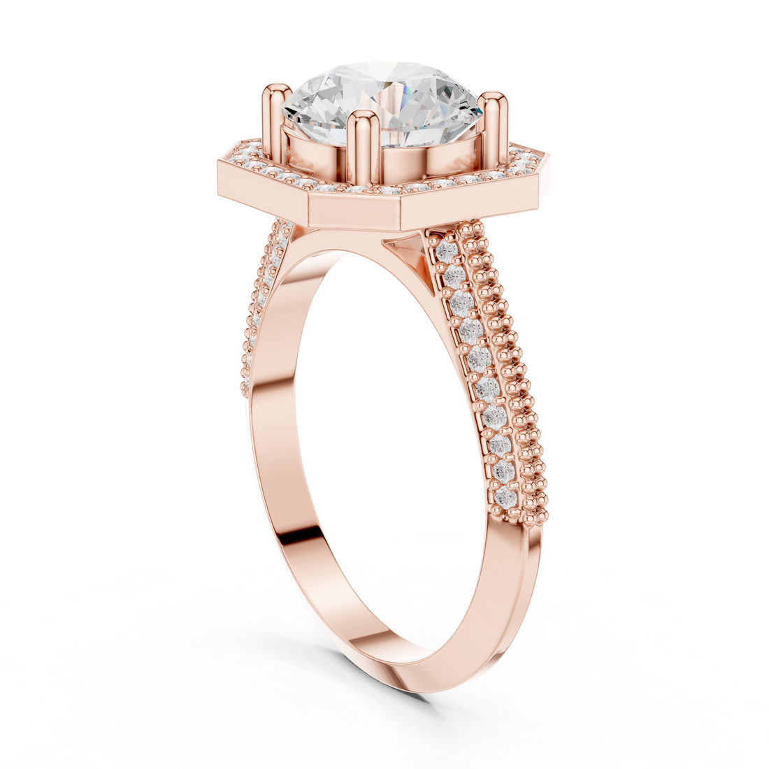 DDLR-407 - Halo Round Ring - White Gold