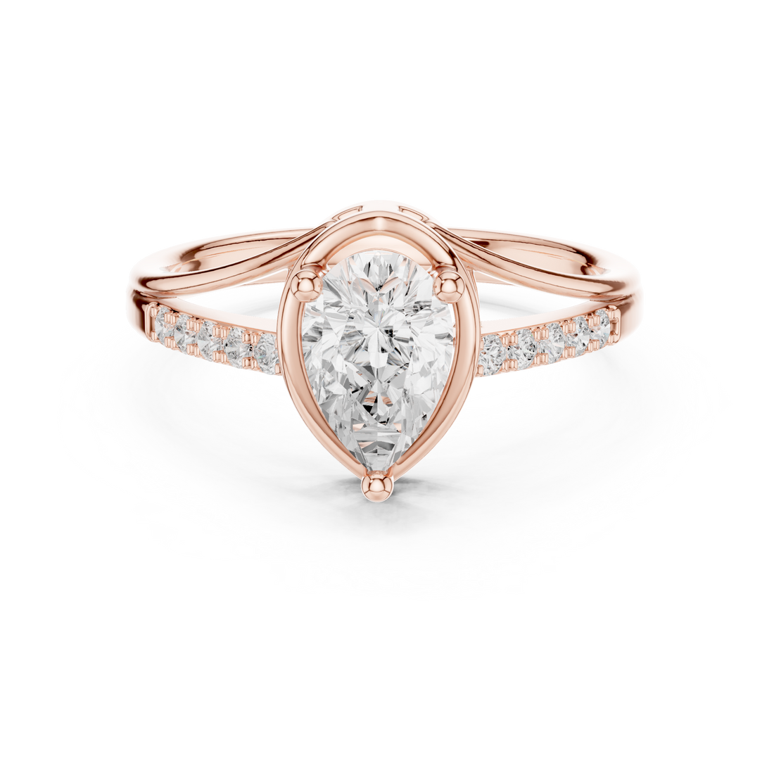 Split Shank Ring - Pear | DDLR-517 - Rose Gold