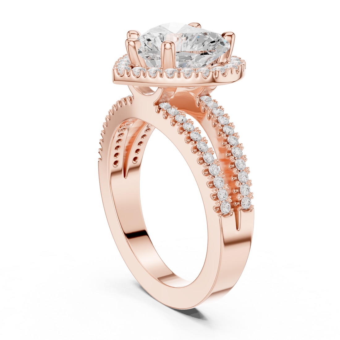 DDLR-350 HR - Halo Heart Ring - White Gold