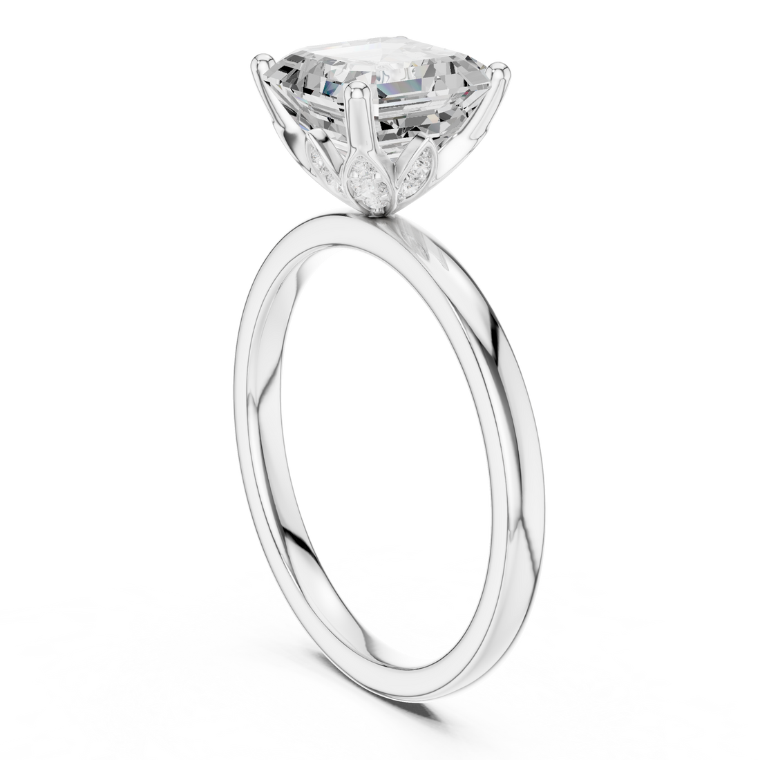 DDLR-170-AC - Solitaire Asscher Ring - White Gold