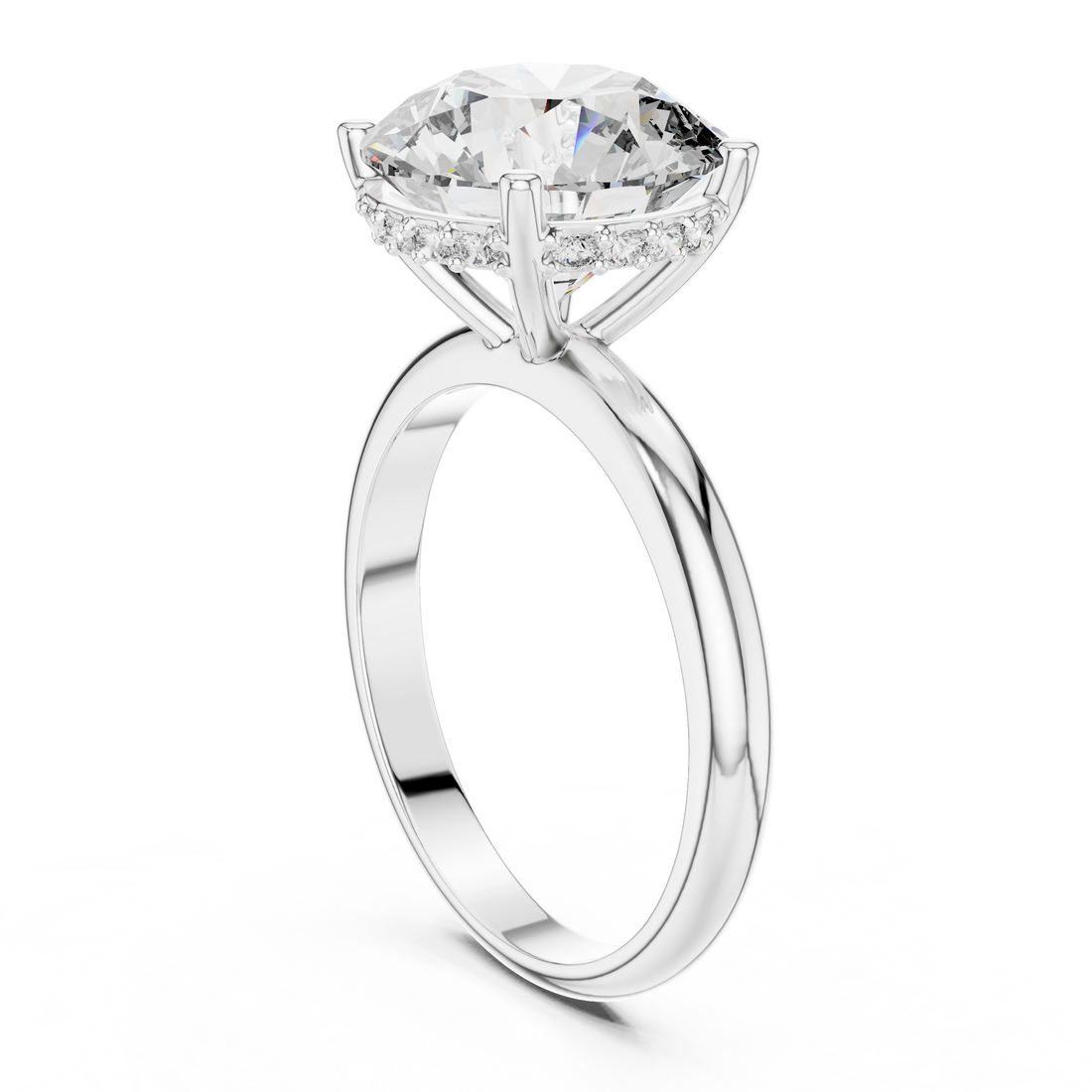 LR-0051 - Solitaire Round Ring - White Gold