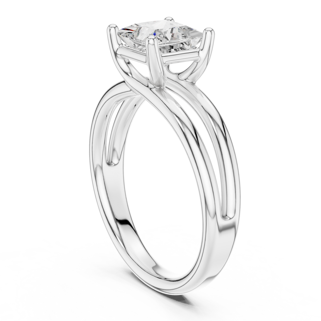 9 PRI - Solitaire Princess Ring - White Gold