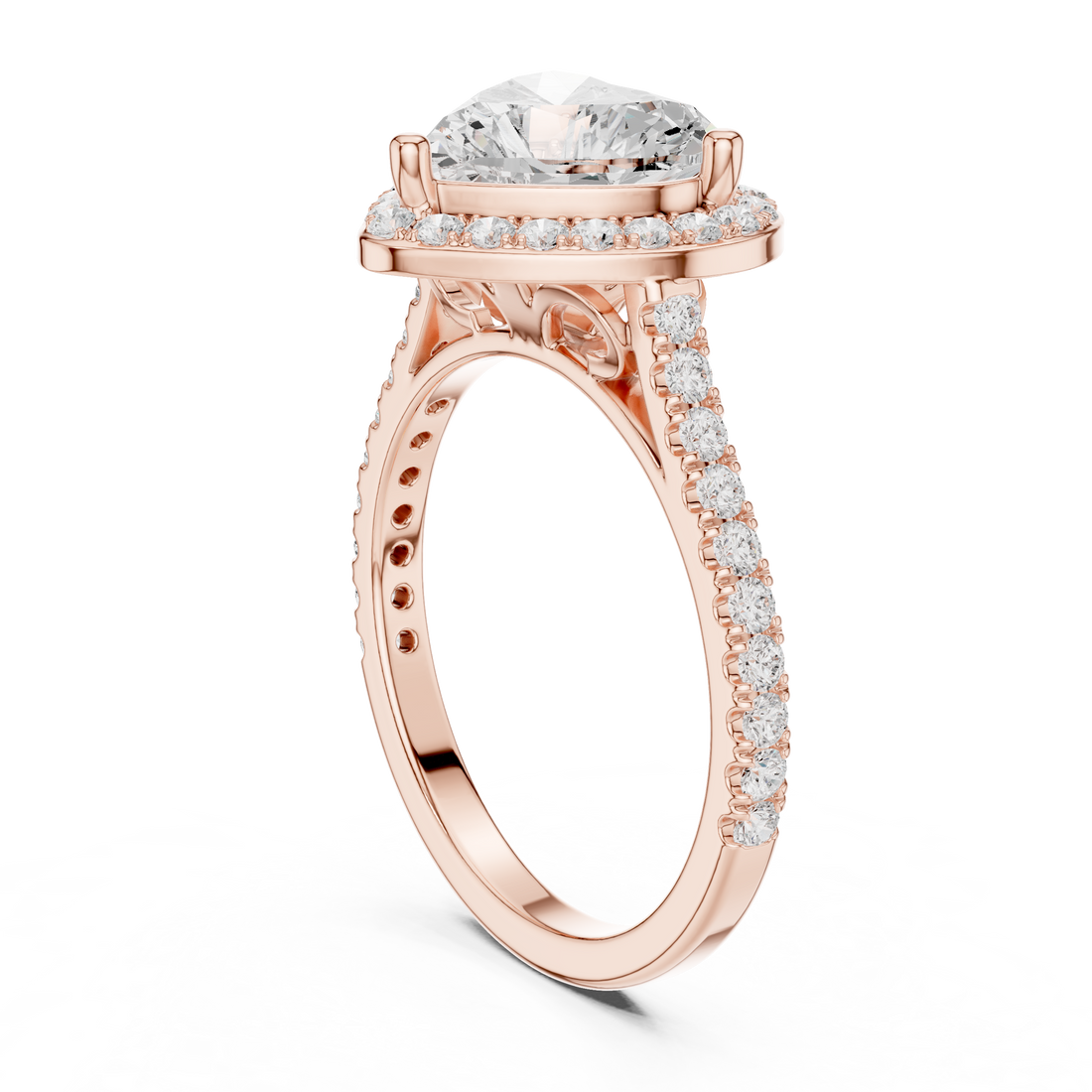 DDLR-432 - Halo Heart Ring - White Gold