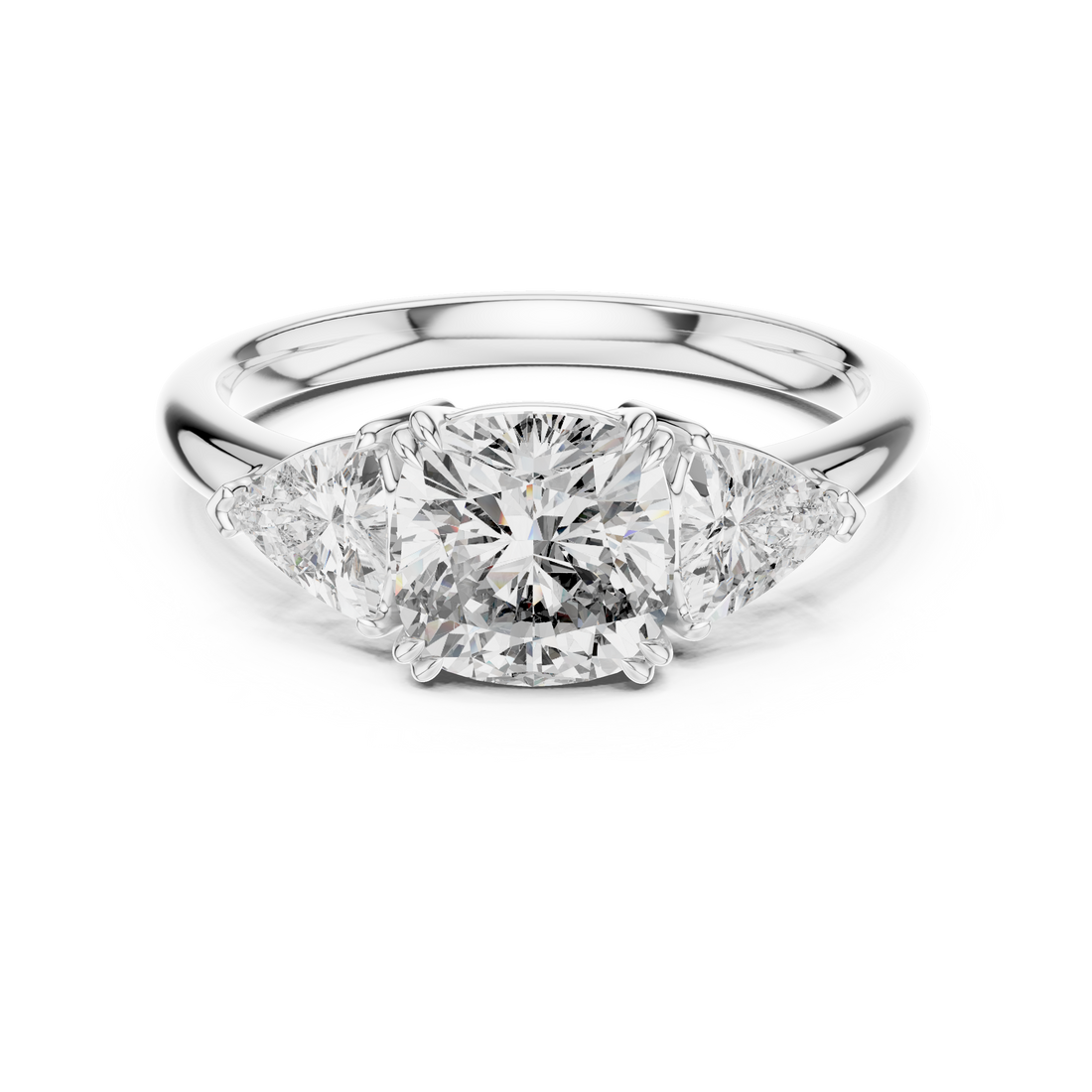 Three Stone Ring - Cushion | DDLR-034 - Rose Gold