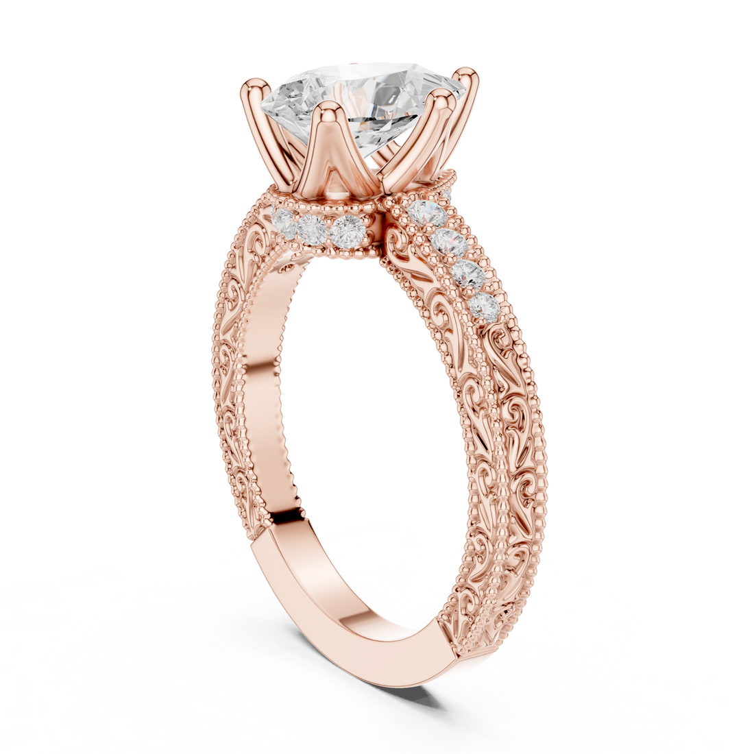 DDLR-166-PE - Vintage Pear Ring - White Gold