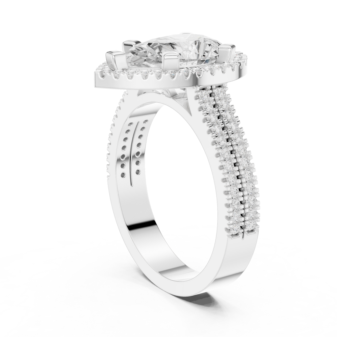 DDLR-341 PE - Halo Pear Ring - White Gold