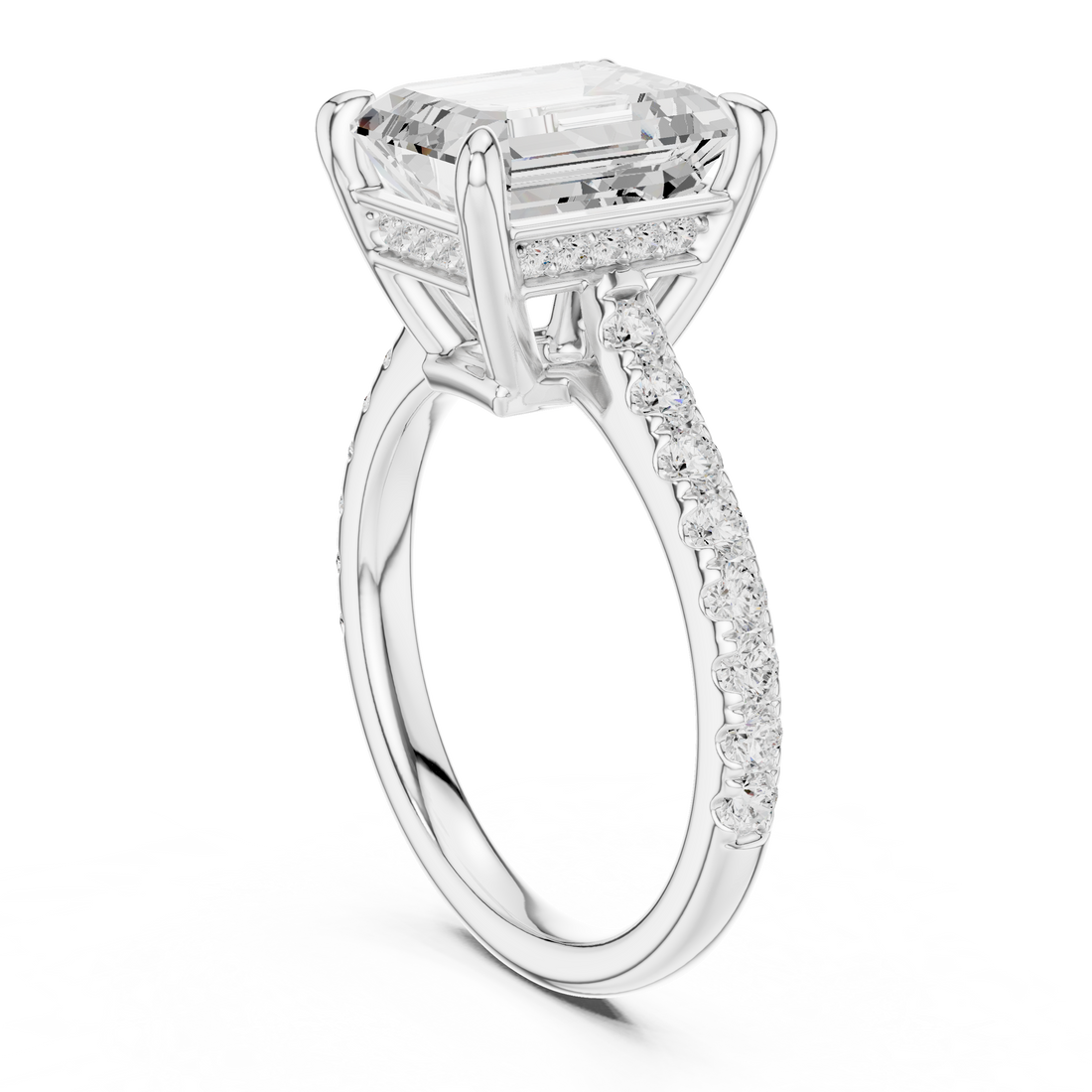 DDLR-250 - EM - Solitaire Emerald Ring - White Gold