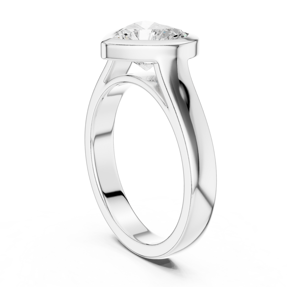 DDLR-092-HR - Solitaire Heart Ring - White Gold