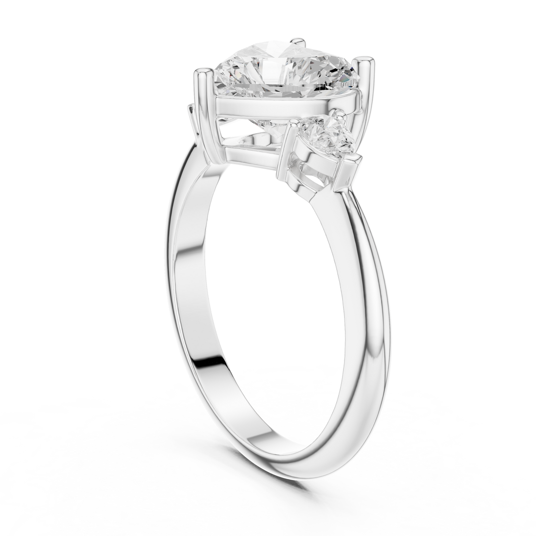 Three Stone Ring - Heart | 66 HR - White Gold