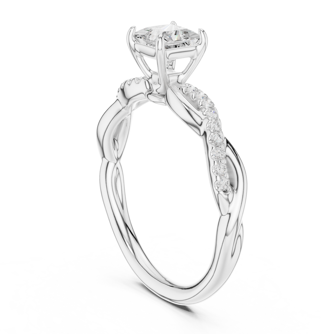 DDLR-590 - Solitaire Princess Ring - White Gold