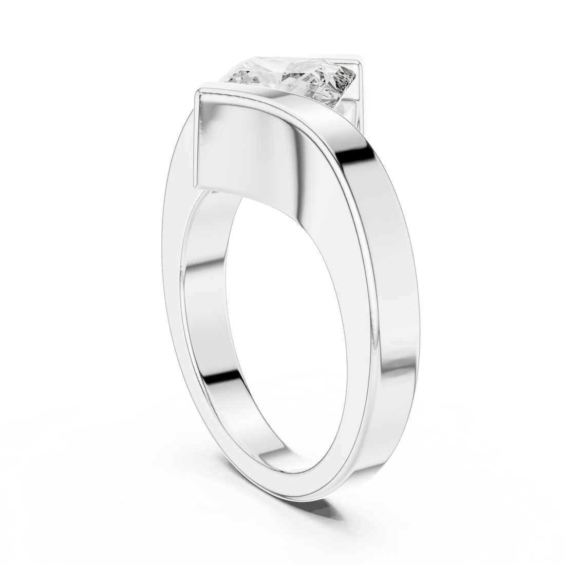 9#10051 - Bypass Princess Ring - White Gold