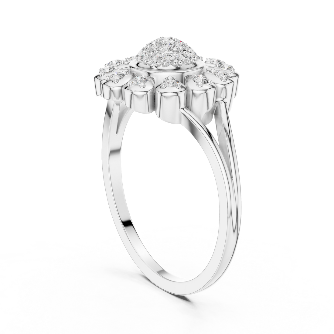 DR-6295 - Fashion Round Ring - White Gold