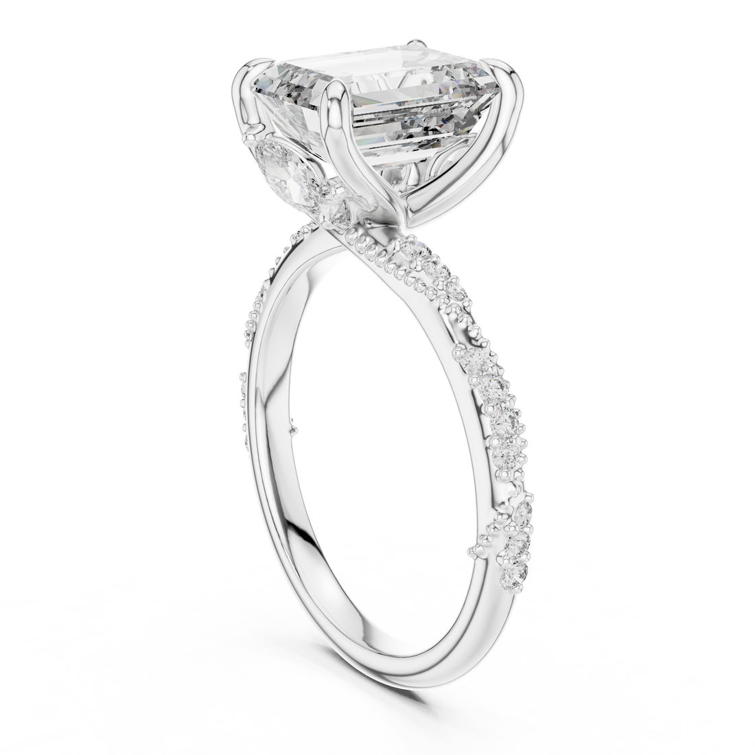 DDLR-167 - Solitaire Emerald Ring - White Gold