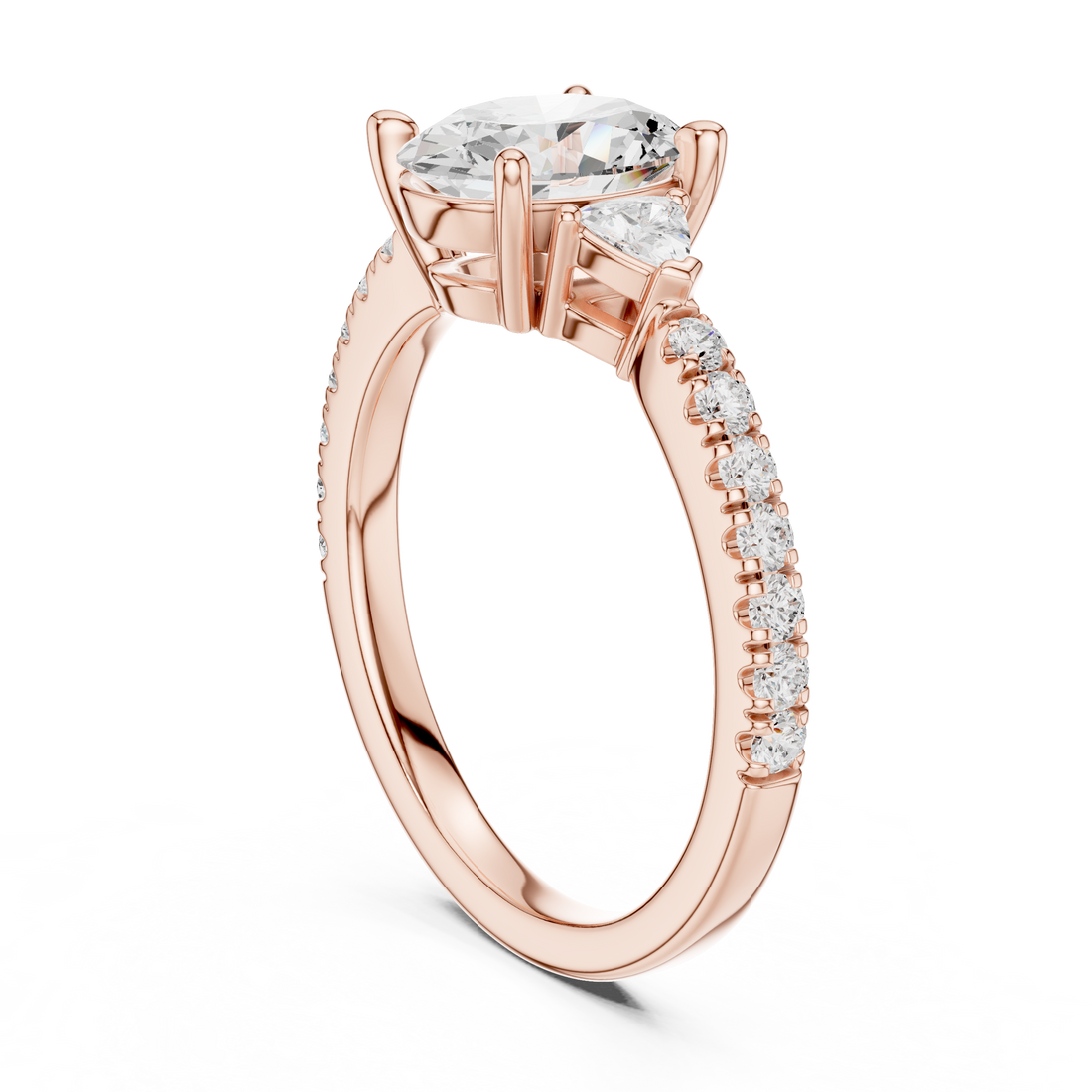 DDLR-859 - Three Stone Oval Ring - White Gold