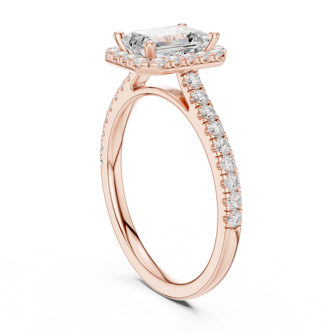 DDLR-918 - Halo Emerald Ring - White Gold