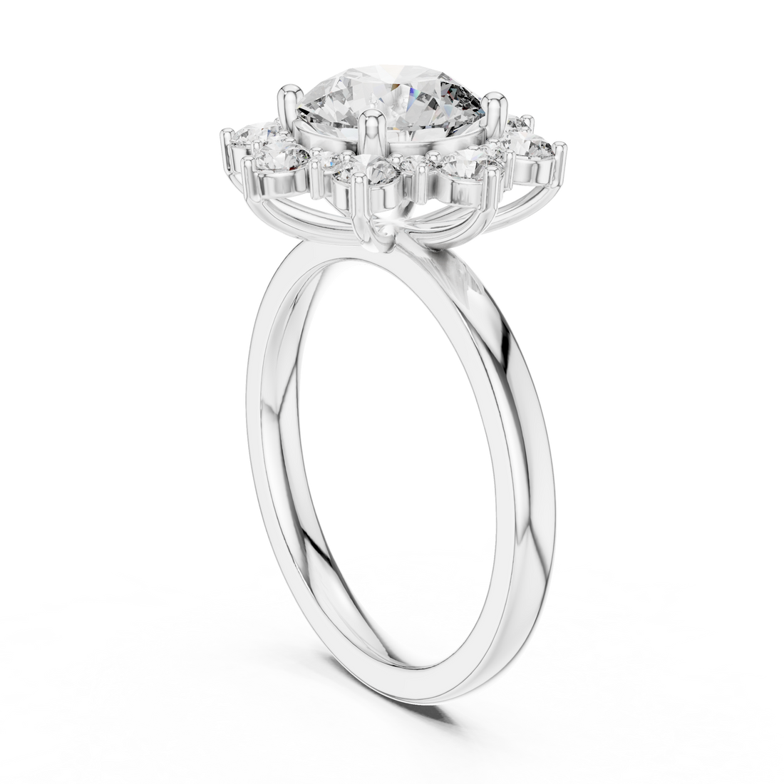 9#10010L_24 - Halo Round Ring - White Gold
