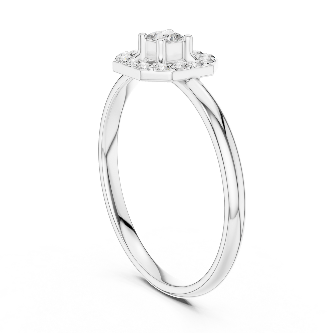 1 (344) - Halo Princess Ring - White Gold