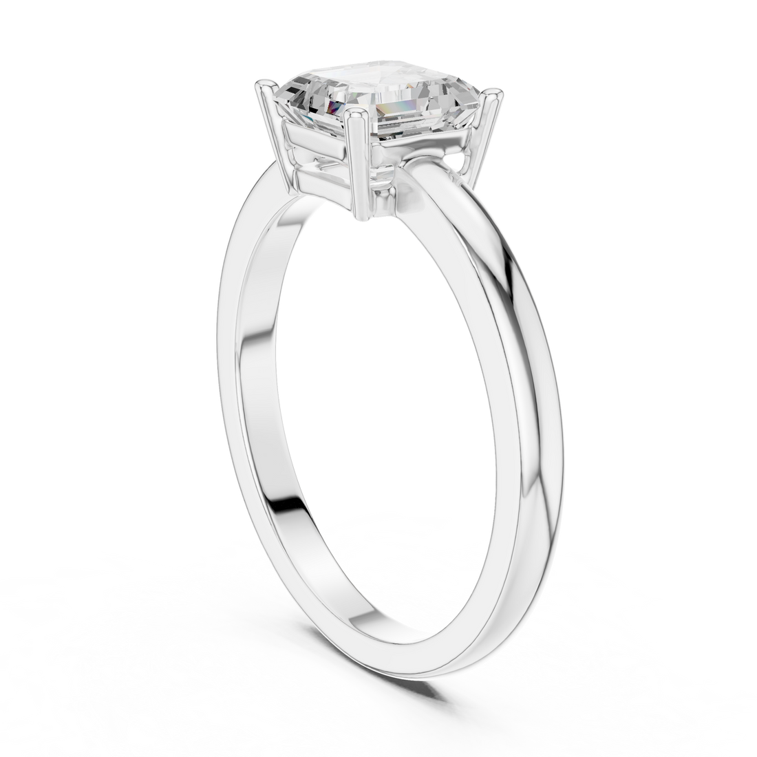 DDLR-1108 - Solitaire Asscher Ring - White Gold