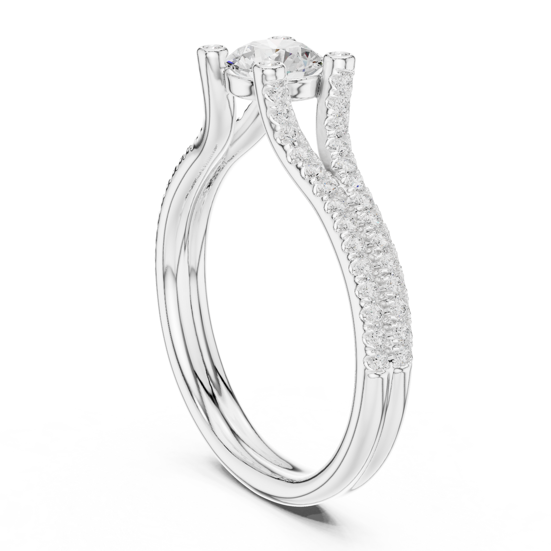 LR-0343 - Solitaire Round Ring - White Gold