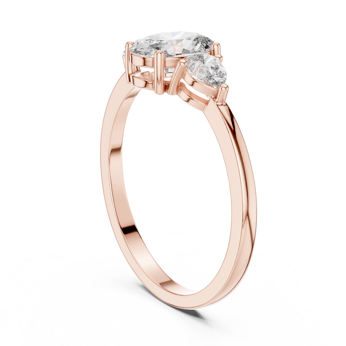 HLR-22 - Three Stone Oval Ring - White Gold