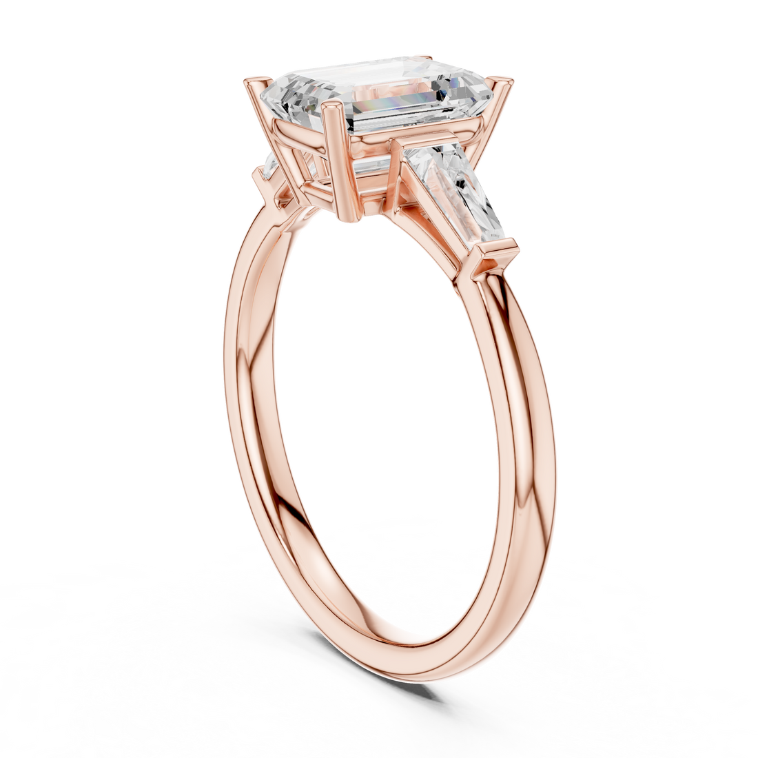 DDLR-1047 - Three Stone Emerald Ring - White Gold