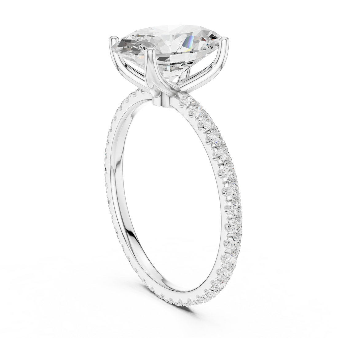 16 OV - Solitaire Oval Ring - White Gold