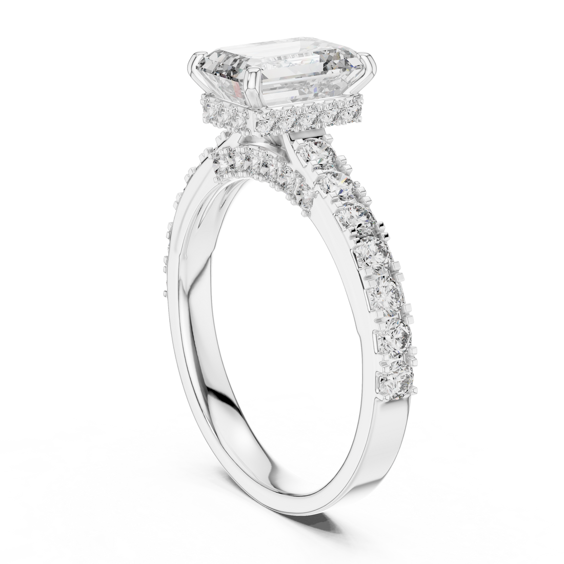 LR-0172 - Solitaire Emerald Ring - White Gold
