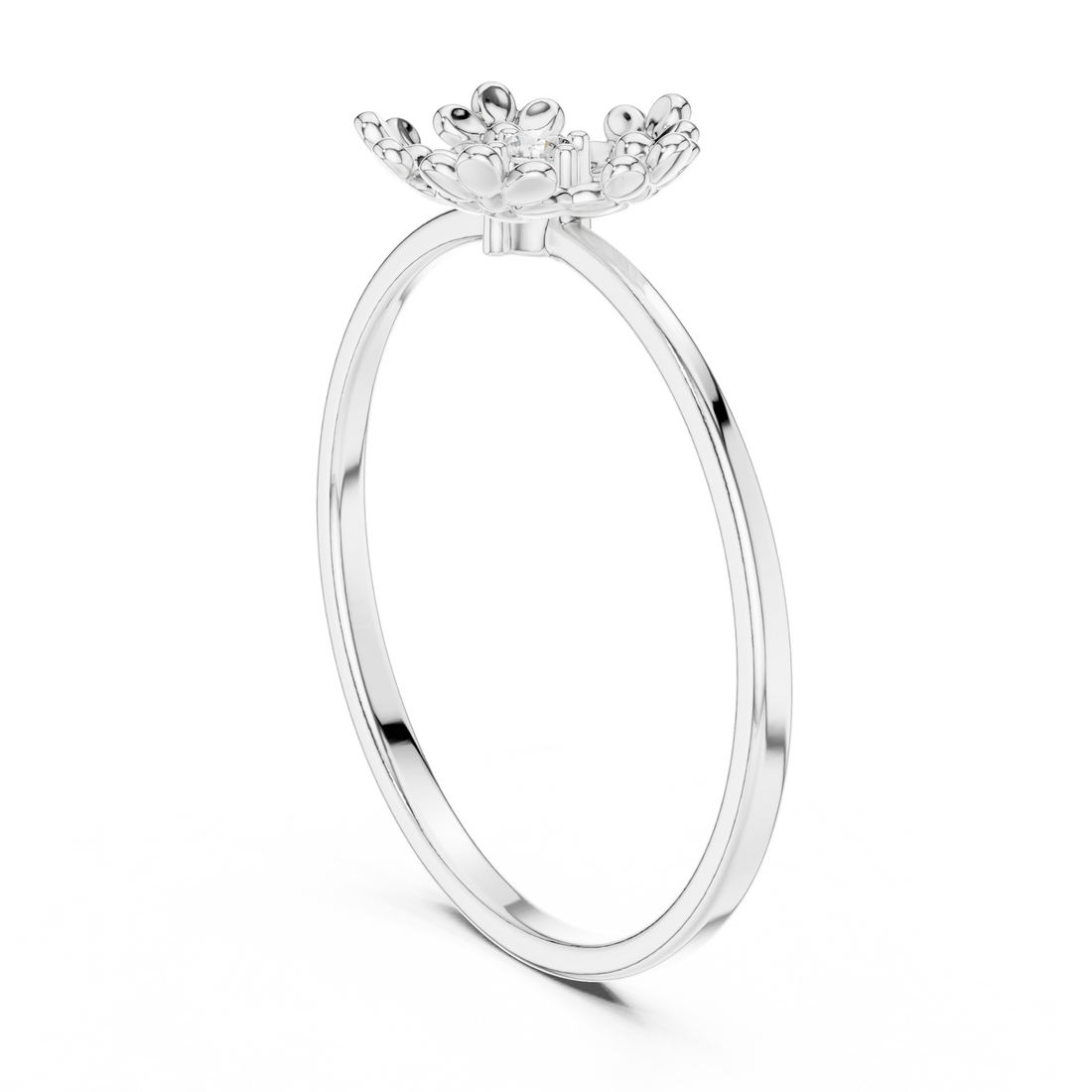 1 (229) - Fashion Round Ring - White Gold