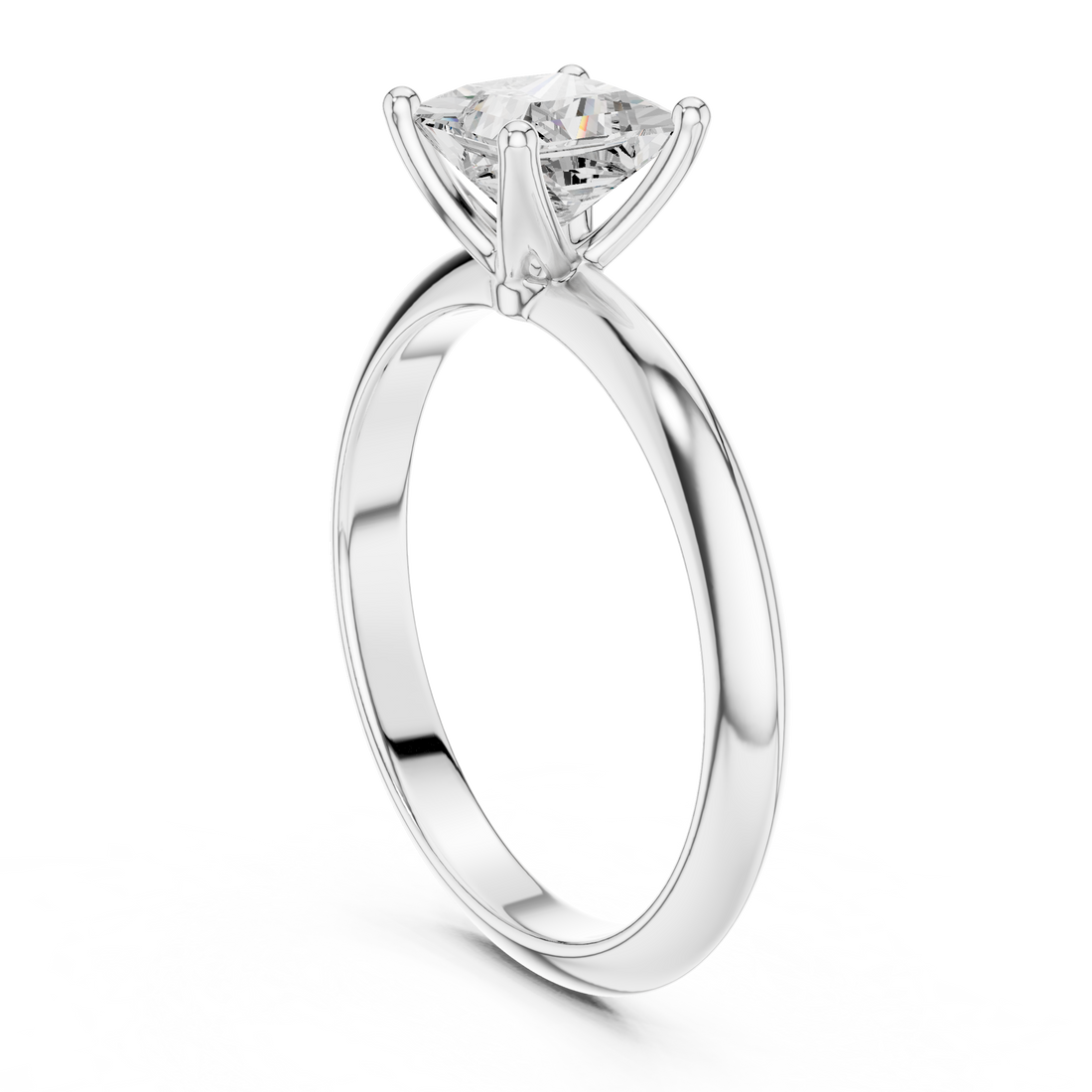 DDLR-146-PR - Solitaire Princess Ring - White Gold