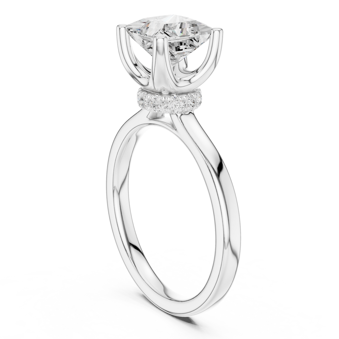 DDLR-176 -PR - Solitaire Princess Ring - White Gold