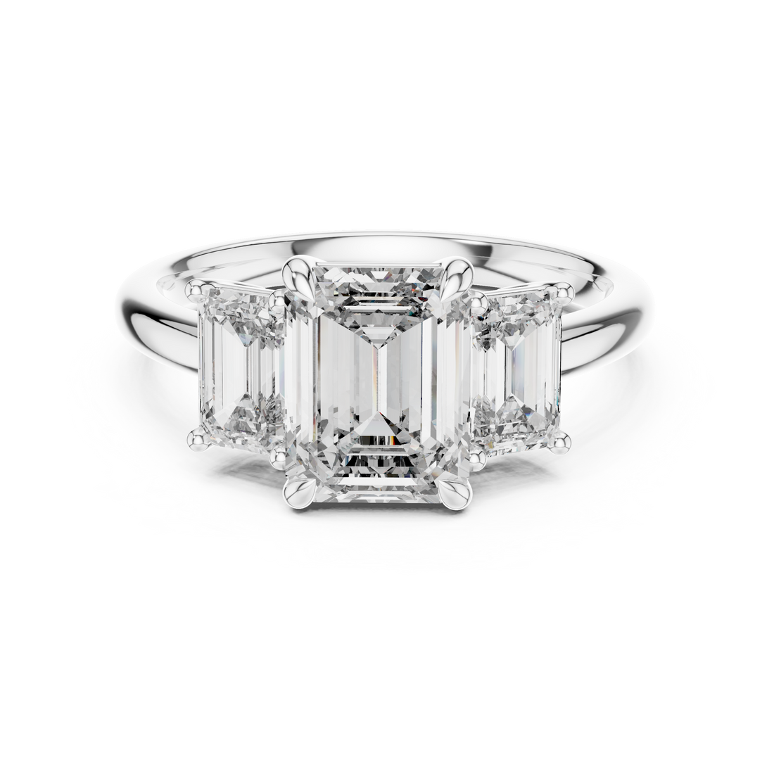 Three Stone Ring - Emerald | DDLR-045 - Rose Gold